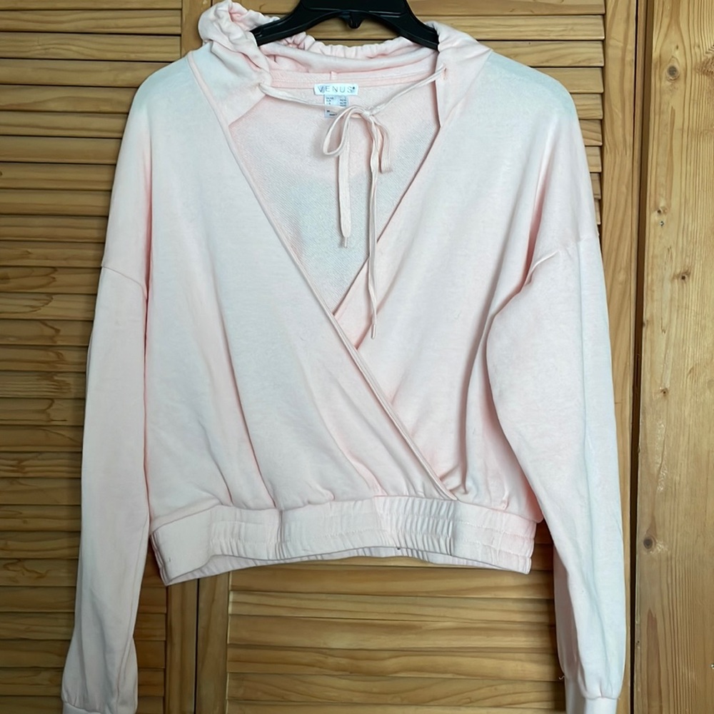 VENUS sweatshirt PINK surplice pullover HOODIE Size XL NEW